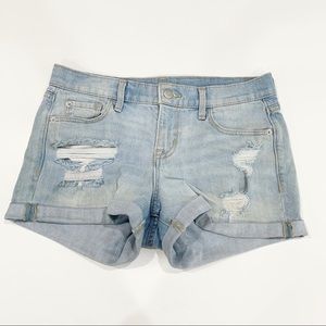 Boyfriend distressed jean shorts